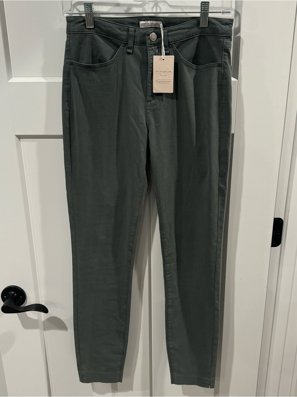 NWT Peter Millar Karlie Sateen High-Rise Pants in Iron Gray Women's Size 4